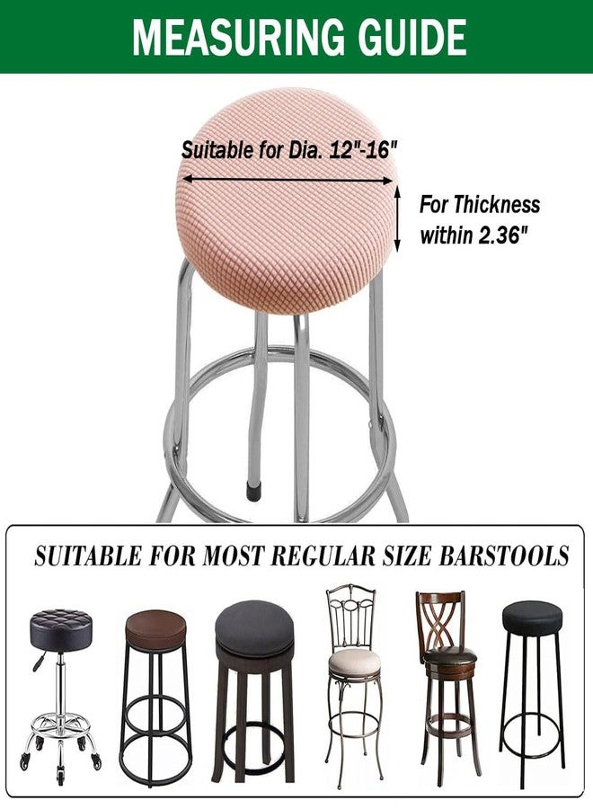 Lussenwert Round Bar Stool Covers Set of 2, Jacquard Round Stool Cushion Cover for Dia.12-16", Elastic Seat Covers for Round Seat Cushions with Elastic Band Pink - Image 2